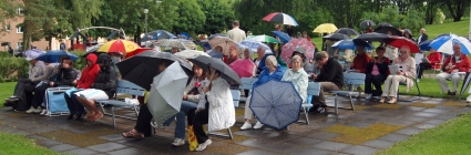 Publik trotsar regnet